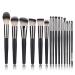 15-Piece Black Makeup Brush Set - Loose Powder & Blush Brushes for Flawless Eye Makeup - International Shipping - Buy Online on GoSupps.com