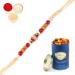 Ghasitaram Gifts Rakhi for Brother Rakhis Online - 1889 Fancy Thread Rakhi with 100 GMS of Dryfruits Mix Can Rakhi Set with 100 gms of Dryfruits Mix Can
