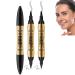 Shantou Yingji Eyebrow Pencil 2 Pieces 2in1 Magic Eyebrow Pen Double Head Waterproof Eyebrow Pen Eyeliner 2in1 Square Eyebrow Pen Gray + Black
