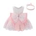 FYMNSI Baby Girl Baptism Christening Dress Bowknot Lace Floral Embroidery Formal Party Birthday Pageant Wedding Bridesmaid Tutu Princess Christmas Evening Gown with Headband Outfit for 6-24 Months 6-9 Months Baby Pink