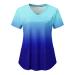 Tshirts for Women Graphic,Women's Loose Fit Casual Tops Short Sleeve Tops Crew Neck Backless Tops Blue Large