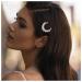 Inilbran Boho Crystal Pearl Moon Hairpin Clip Vintage Cz Crescent Moon Hair Barrette Clip Gold Rhinestone Pearl Hair Clip Hairpin Decorative Bobby Pins Pearl Bride Hair Accessories for Women