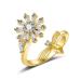 DNCG Ladies Swivel Rings Simulated Diamond Rings Open Adjustable Yellow Gold Rings