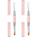 2 part nail gel brush set polymer gel tool with two ends - 2 in 1 brush & spatula for UV/ LED nail art nail tip & for extensions pink
