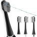 LEDOSAKO Replacement Flossing Toothbrush Heads Compatible for WaterPick Sonic Fusion and Sonic Fusion 2.0 3 Count with Cyrstal Covers (Full Size Black)