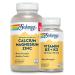 SOLARAY Calcium Magnesium Zinc 275ct and Vitamin D3 + K2 120ct | Bone Heart & Immune Health Supplement Bundle