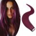 SEGO Tape in Extensions Human Hair 20 Wefts Hair Extension Glue Hairpiece Remy Hair with 10pcs free Tapes -40G Purple 14"(35cm)-40g
