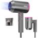 Hair Dryer Travel Hairdryers for Women Men-DEWILY Powerful Foldable Ironic Hair Dryers for Curly Hair and Straight Hair Small Blow Dryer for Women Men Fast Drying Grey/Rose-1nozzle