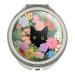 GRAPHICS & MORE Black Cat Hiding in Spring Flowers Compact Travel Purse Handbag Makeup Mirror