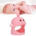 Silicone Chick Shape Baby Teether with 2 Teether Stems - Cherry Powder Color - Daytime and Nighttime Teething Relief - Cute and Safe Chew Toy - Buy Online on GoSupps.com