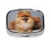Cute Pomeranian Printing 2 Compartment Small Pill Case Cute Small Pill Box Purse Pill Boxs Travel Pill Organizer for Pocket Purse and Travel Gifts