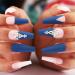 Matte Crystal Blue Extra Long Coffin Press on Nails - 24pcs 3D Bling Ballerina False Nails for Women and Girls - Buy Online on GoSupps.com