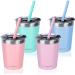 LAOION Kids & Toddler Cups with Silicone Straw & Spill Proof Lid - 8 oz BPA FREE Baby Transition Sippy Cups for Girls Boys All Years Old - Set of 4 Vacuum Insulated 18/8 304 Stainless Steel Snack Cups Multicolor 4 pack