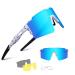 BangLong Cycling Sunglasses Polarized Sports Glasses for Men Women with 3 Interchangeable Lenses for Running Baseball Glasses White Blue