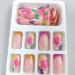 24 Pcs Medium Square French Fake Nails | Acrylic Colorful Flower Designs | Glossy Full Cover False Nails | Manicure Decorations for Women and Girls - Buy Online on GoSupps.com