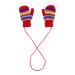 ANGELA & WILLIAM Kids' Knit Striped Mitten with Keeper String Red