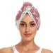 White Horse Pink Flower Hair Towel 2 Pack Super Absorbent Hair Drying Towel Quick Dry Hair Turbans Head Towel with Button Twisty Wrap for Women Girls