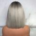 Short Lace Front Dark Grey Bob Wig - Human Hair Straight Bob Medium Cap Bleached - Buy Online on GoSupps.com