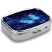 Shop Blue Starry Butterfly Pill Box - 2 Compartment Decorative Metal Organizer for Travel | Portable Pocket & Purse Pill Case - Buy Online on GoSupps.com