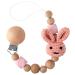 VVAYHUA Pacifier Clip for Baby Boys Girls  Animal Pacifier Leash Knitted Bunny Pacifier Holder Universally Fit All Pacifiers (Coral)