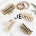 Amazer Hair Clips Hair claw clips for Thick Hair Large Hair Clips for Women 4 Pack Neutral Colors Matte Hair Clips and Extra 2 Hair Scrunchies Suitable for All Hairstyle 2 Large claws + 2 Large square Natural Yellow & Light Brown