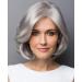 SEVENCOLORS Short Gray Bob Wigs for Women Lace Front Silver Grey Synthetic Wigs Natural Looking Short Gray Hair Wigs for White Women(Grey Wavy)