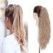 24" Corn Wave Ponytail Extension Claw Clip on Ponytails Wavy Curly Hair Extensions Jaw Pony Tail Hairpiece Light ash Brown mix Bleach Blond 24inch (Pack of 1) Yaki-Light ash Brown mix Bleach Blond