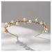 SWEETV Gold Wedding Headband Pearl Tiara for Women Crystal Bridal Headpieces for Wedding Hair Accessories Bride Hairband