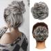 Messy Hair Bun Hair Scrunchies Extension Curly Wavy Thick Synthetic Chignon for women Updo Hairpiece Ponytail Hair Accessories Dark Grey