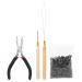 Hair Extension Kit with Pliers Braiding Kit Crochet Hook Silicone Micro Rings Ideal for Hair Extensions and Feathers (Black)