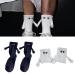 HFINGAQEX 2 Pair Funny Magnetic Suction 3D Doll Couple Socks Mid-Tube Couple Socks Show Off Casual Socks Unisex Funny Couple Holding Hands Sock 2D Eye White&black-2 Pair