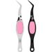 Craft Tweezers Crossing Lock Tweezers Stainless Steel Soft-Grip Tweezers Reverse Grip Precision Tweezers for Craft Jewelry Beading Electronic Laboratory Work (Silver Pink  Black with Pink 2 Pieces)