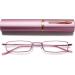 Vevesmundo Mini Compact Metal Reading Glasses with Light Filter - Spring Hinge Classic Design Pink & Blue - 2.5x Reading Aid - Buy Online on GoSupps.com