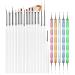 JOYJULY Professional Nail Art Brushes Kit Nail Design Tools 15pcs Nail Painting Brushes Pen with 5pcs Nail Art Dotting Tool WHITE