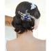 Bridal Blue Rhinestone Pearl Hair Comb - Floral Hair Accessories for Women and Girls - Buy Online on GoSupps.com