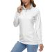 MAGCOMSEN Women's Shirts Long Sleeve 1/4 Zip UPF50+ UV Sun Protection Quick Dry Workout Hiking Athletic Shirts Rash Guard White Large