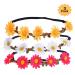Xcozu flower wreath hair 3 daisy flower headband hair band wedding hair clerk crown hair band flowers with adjustable elastic band women girls for party beach hair ripe flower head jewelry