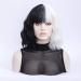Morticia White & Black Short Curly Wig | Heat-Resistant Synthetic Bob with Full Bangs - Perfect for Women - Buy Online on GoSupps.com