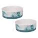 Bone Dry Pet Bowl Collection Ceramic Set, Small, Marble, 2 Count Teal Medium Set, 6x2"
