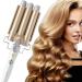 Three Barrel Hair Waver 25MM Big Wave Hair Curling Iron Wand with Two Speed Temperature Control Ceramic Tourmaline Triple Barrels Dual Voltage Crimp Gold