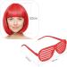 AOMIG Short Bob Wig for Women 4 Pack Short Red Bob Wigs Set with Sunglass and Wig Cap Neon Fancy Dress Accessory Cosplay Party Wig with Bangs Synthetic Straight Wig for Daily Halloween Decorations - Buy Online on GoSupps.com