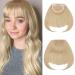 Clip in Bangs Fringe Hair Extensions Thick Full Neat Front Bangs Extension Ombre mix Hair 2 Clips on Bangs Hairpieces Accessories Ash Blonde mix Bleach Blonde