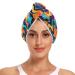 Abstract Patterns Hair Towel 2 Pack Super Absorbent Hair Drying Towel Quick Dry Hair Turbans Head Towel with Button Twisty Wrap for Women Girls