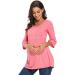 Love2Mi Women Maternity Blouse A Line Pregnancy Shirt 3/4 Bell-Sleeve Striped Maternity Clothes - Size Large, Pink - Buy Online on GoSupps.com