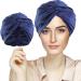 Silk Hair Bonnet Hair Wrap for Sleeping Imitation Silk Bonnet Sleep Night Cap for Women Hair Care Double Layer Soft Silky Head Scarf Match Strong Elastic Band Apply to Washing Makeup Sport One Size Navy