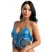 Dazzling Lake Blue Sequin Tassel Halter Crop Top for Women - Perfect for Belly Dance, Parties, and Club Wear - One Size - Buy Online on GoSupps.com