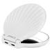 Shell Pocket Mirror Lighted  Selfie Ring Lighted Mirror 1x/2x Magnifying Mirror with LED Lights  Dimmable/Rechargeable/Handheld Compact Mirror for Handbag  Unique Gifts for Sisters/Kids White Electric White-led Light