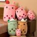 Hpory Bubble Tea Plush Pillow - Boba Milk Tea Cup Soft Toy with Strawberries - 23cm Brown Kids Stuffed Throw Pillow - Buy Online on GoSupps.com
