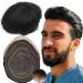 Real hair toupet for men yanahair smooth hair thin French tip bleached node natural hairline poly skin wigs skin hair system European wig man (10x8 " #1 deep black)