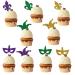 9Pcs Mardi Gras Cupcake Toppers Glitter Masquerade Masks Crown Cupcake Toppers Cake Decorations Cake Picks Decorations for Masquerade Mardi Gras Party Baby Shower Birthday Party Supplies